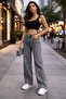 Ferel Smoke Stretch Fabric Super High-Waist Relaxed Leg Denim Palazzo Pants - 3