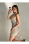 Women's Tie-Detail Open Back Fringed Sequin Mini Dress (Length increased) - 3
