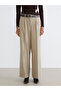 Beige wide leg women's trousers with belt from plus-store - 2