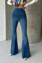 Blue Extra Wide Leg High Waist in Leggings Form Stretch Fabric Spanish Jeans - 3
