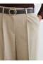 Beige wide leg women's trousers with belt from plus-store - 3