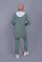 Women's Green (Green) Lace-Up K Hooded Pants Suit 9366 - 3