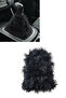 Tofaş Glove Box Top Long Pile Black Plush Cover / Black Fleece Neck Pillow & Auto Accessory - 2