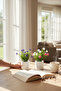 Set of 3 Artificial Flowers in Mini White Pots - 4