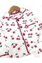 Girl's Cherry Printed Double-Breasted Collar, Ribbed Seasonal Nightgown Pajama Set 2-6 Years Old - 5