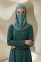 Neck-Covering Veil Featuring Combed Cotton Boning Shawl, Ps-58, Dark Mint
