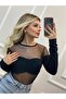 Women's Luxury Quality Transparent Detailed Tulle Stretch Fabric Blouse