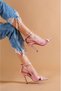 Pink Suede Thin Heeled Women's Shoes Velvet - 3