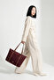 Velie Parachute Fabric Striped Shopper Bag Burgundy-Tan - 7