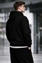 Unisex Black Winter Hooded Sweatshirt 3 Thread Thick Fleece Lined Inside - 2