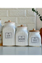 6-Piece Bamboo Stand Square Porcelain 1000ml Oil Pot and 3-Piece Tea Candy Salt Coffee Jar Set - 5