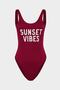 Sunset Vibes Slogan Push Up Swimsuit