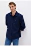 0211789 m Logo Embroidered Knitted Men's Shirt Dark Blue
