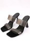 Sofia Women's Heeled Black Transparent Slippers A002-K1252 - 4