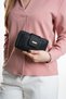 Women's Black Leather-Look Zip Wallet with Card Holder Compartments, Stylish Medium Hand Wallet, Lucky Wallet