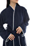 Athena Kimono Women's Bathrobe - Navy Blue 100% Cotton - 4