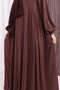 Oval Gathered Sleeve Cuffs Elastic Zippered Full Length Ferace 6005 Brown - 6