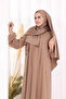 Layered Look Sleeve Cuffs Elastic Chiffon Dress 3060 Mink - 4