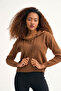 Hooded Knitwear Sweater - Brown - 3