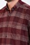 Men's Burgundy Winter Shirt with Checkered Pockets and Buttoned Collar