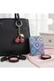 Blue Authentic Motif Stone Mirror & Crystal Cherry Keychain Dual Gift Set - 4