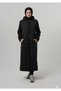 Women's Modest Black Coat Parka Detachable Hood Cashmere Detailed Long Coat