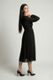 Women's Mock Neck Ruched Detail Lined Midi Chiffon Dress - 5