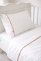 100X150 Plain Cinnamon Piped Off-White 100% Cotton Baby/Child Duvet Cover Set - 2