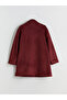 Burgundy Mock Neck Women's Cashmere Coat - 8