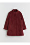 Burgundy Mock Neck Women's Cashmere Coat - 6