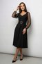 WOMEN'S HEART-NECK, TULLE-TRIMMED SLEEVES, CLIP DETAIL, STRETCH FABRIC, MID-LENGTH, FLARED, ENGAGEMENT AND WEDDING INVITATION DRESS - 5