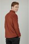 Men's Brick Color Lycra Snap Non-Wrinkling Suede Fabric Slim Fit Pocketless Seasonal Shirt - 2