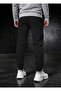 Men's Black Winter Cotton Sweatpants Slim Fit Narrow Leg Jogger Black Printed - 4