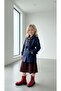 Girl's Trench Coat Navy Blue Trench Coat - 6