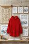 Red plush Hooded blanket clothes, comfortable/warm pajamas, above knee loose fit, ideal for cold weather - 8