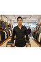 Black Slimfit Tight Shirt Classic Model Collars Buttoned
