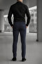 Men's Slim Fit Stretch Fabric Ankle Length Italian Cut Navy Blue Fabric Trousers - 4