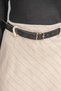 Women's Winter Beige Premium Striped Cashmere Skirt Belt Detailed Straight Waist Modern Cut Stylish Daily Comfortable 6853 - 2