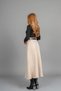 Women's Winter Beige Premium Striped Cashmere Skirt Belt Detailed Straight Waist Modern Cut Stylish Daily Comfortable 6853 - 4