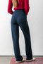 Women's Navy Blue Buttoned Modal High Waist Trousers Gathering Casual Seasonal Office Trousers - 8