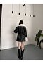 Long Leather Jacket with Fur Detail on the Collar and Cuffs - 7