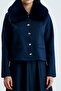 Fur Collar Detailed Puff Scuba Skirt Blouse Set