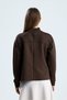 Women's Pocket Detailed Mock Neck Puff Scuba Sweatshirt (38/42 Compatible) - 7