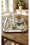 Shiny Silver/Gold Color 12-Piece Luxury Tray with Butterfly Detail 22X22 cm – Tea, Coffee and Promise Tray - 4