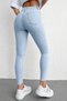 Women's High Waist Snow Wash Light Blue Stretch Fabric Skinny Jeans - 3