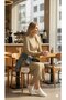 Women's Long Sleeve Turtleneck Side Slit Slit Ribbed Knit Maxi Dress - 2
