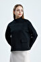 Women's Pocket Detailed Mock Neck Puff Scuba Sweatshirt (38/42 Compatible) - 5