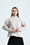 Women's Pocket Detailed Mock Neck Puff Scuba Sweatshirt (38/42 Compatible) - 3