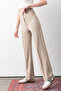 Women's Beige Buttoned Modal High Waist Trousers |   Relaxed Fit, Stretch Fabric , Shaping / Sculpting , Casual & Office - 6