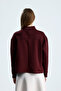 Women's Pocket Detailed Mock Neck Puff Scuba Sweatshirt (38/42 Compatible) - 8